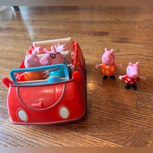 Peppa Pig Family Car + 6 Figure Bundle | Peppa, George, Mummy, Daddy, + xtra fig